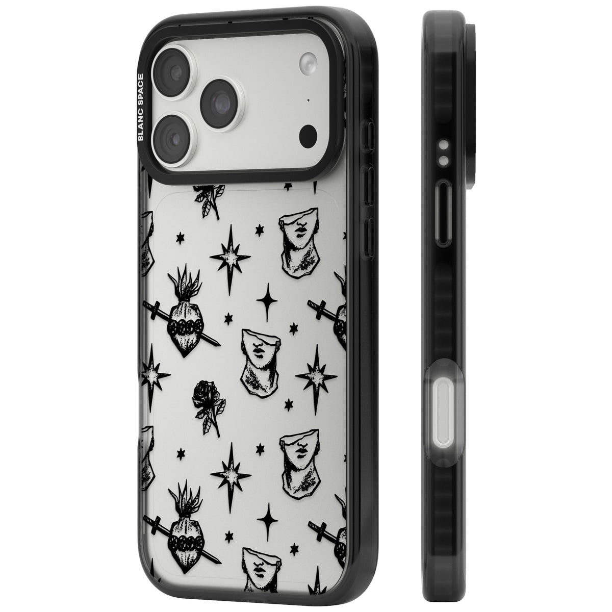 Art & Heart Pattern iPhone 18 Pro Max Impact Black Phone Case side