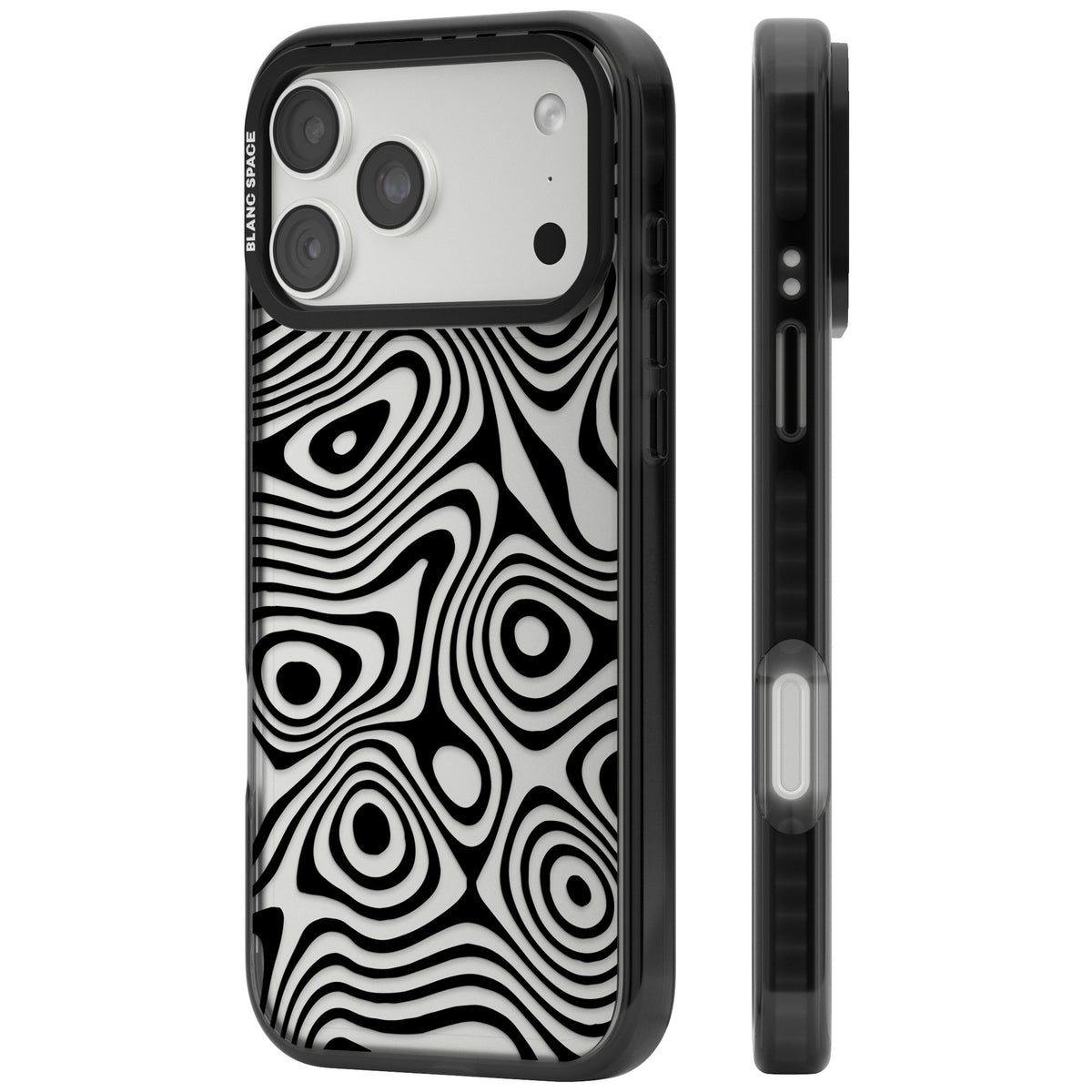 Dark Topographic Map iPhone 18 Pro Max Impact Black Phone Case side