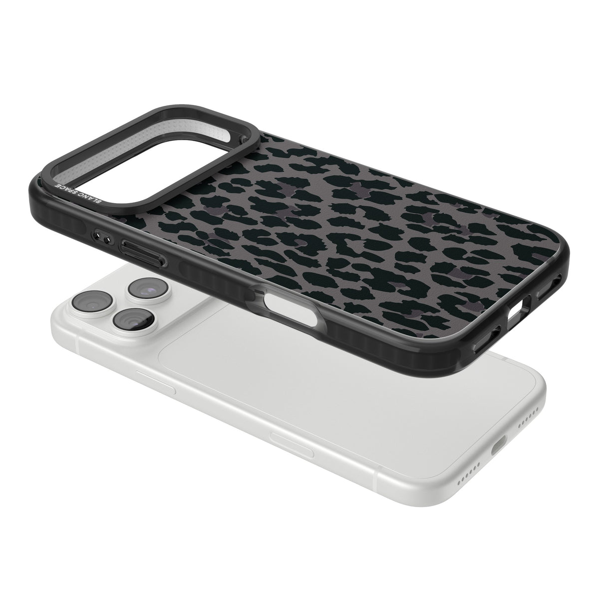 Dark Leopard Print iPhone 18 Pro Max Impact Black Phone Case angled