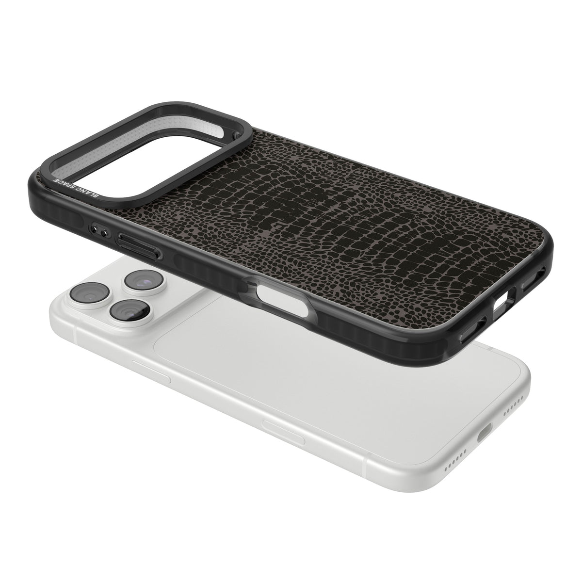 Dark Snake Skin iPhone 18 Pro Max Impact Black Phone Case angled