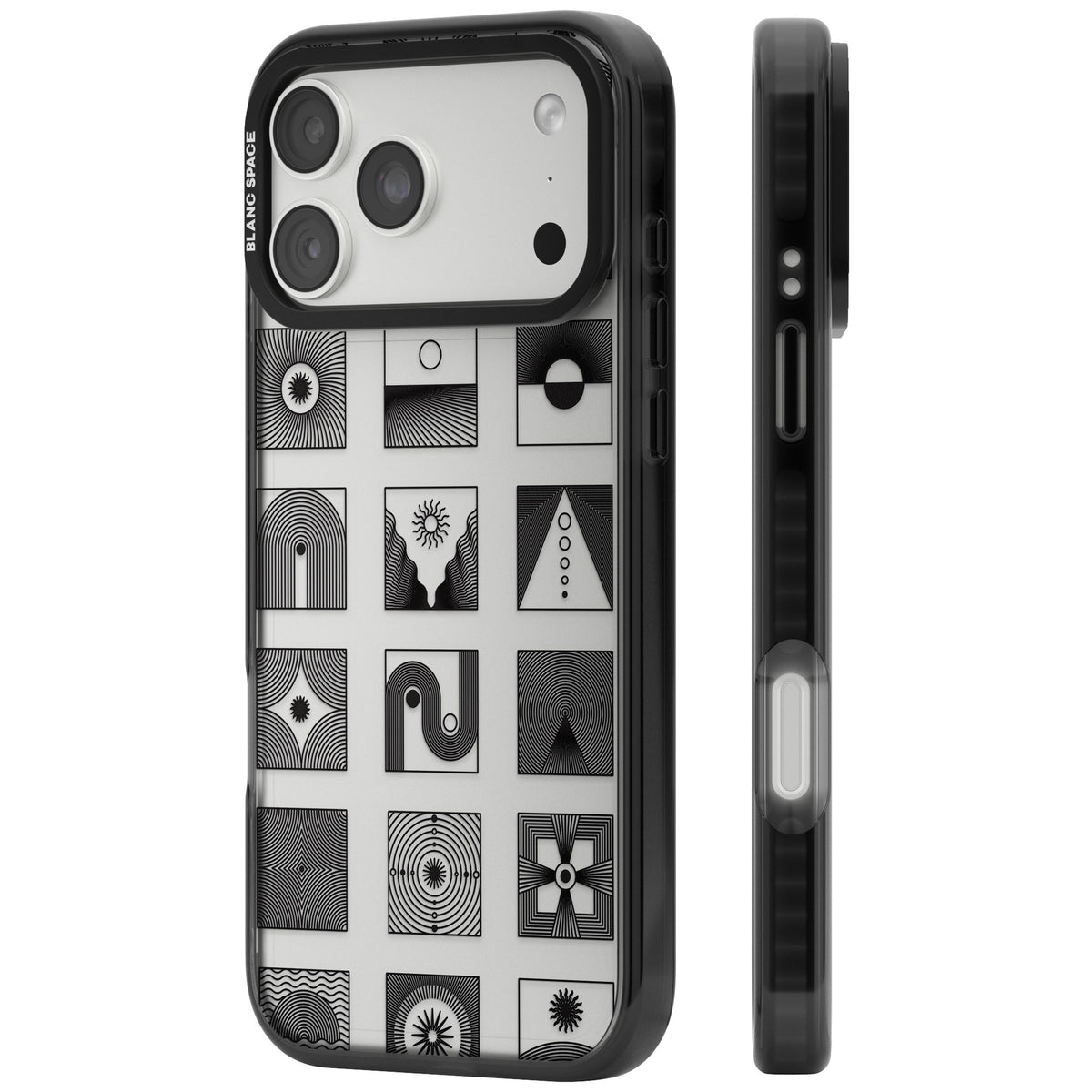 Abstract Geometric iPhone 18 Pro Max Impact Black Phone Case side