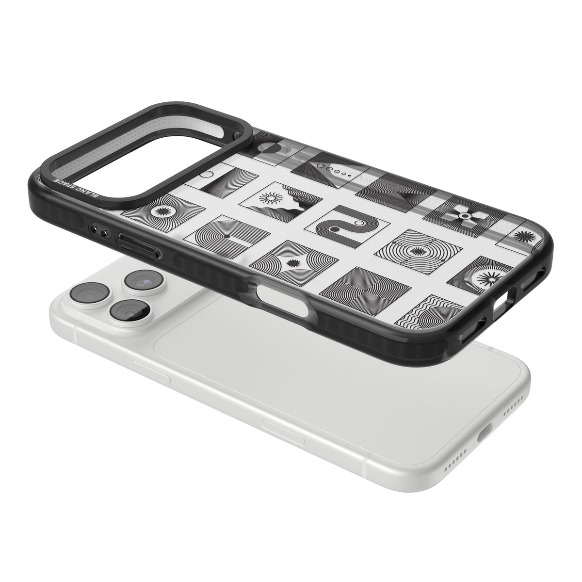 Abstract Geometric iPhone 18 Pro Max Impact Black Phone Case angled