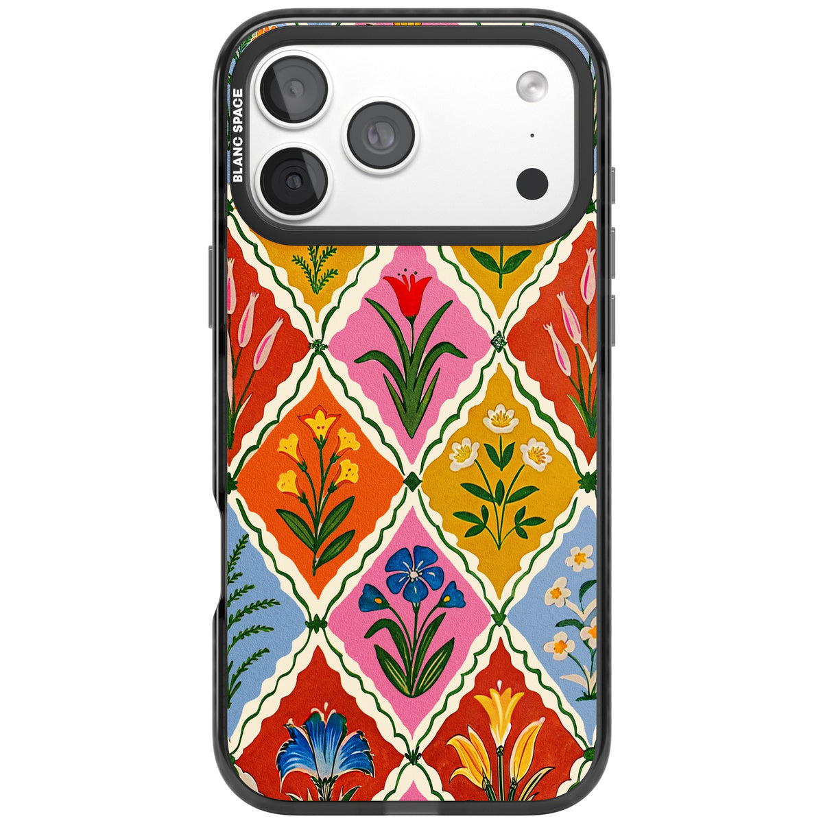 Floral Quilt iPhone 18 Pro Max Impact Black Phone Case front