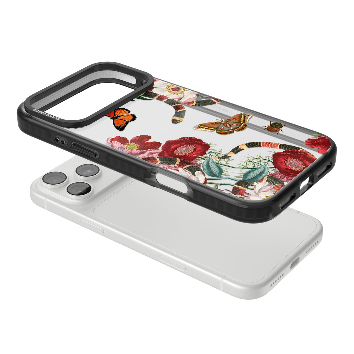 Botanical Snake iPhone 18 Pro Max Impact Black Phone Case angled