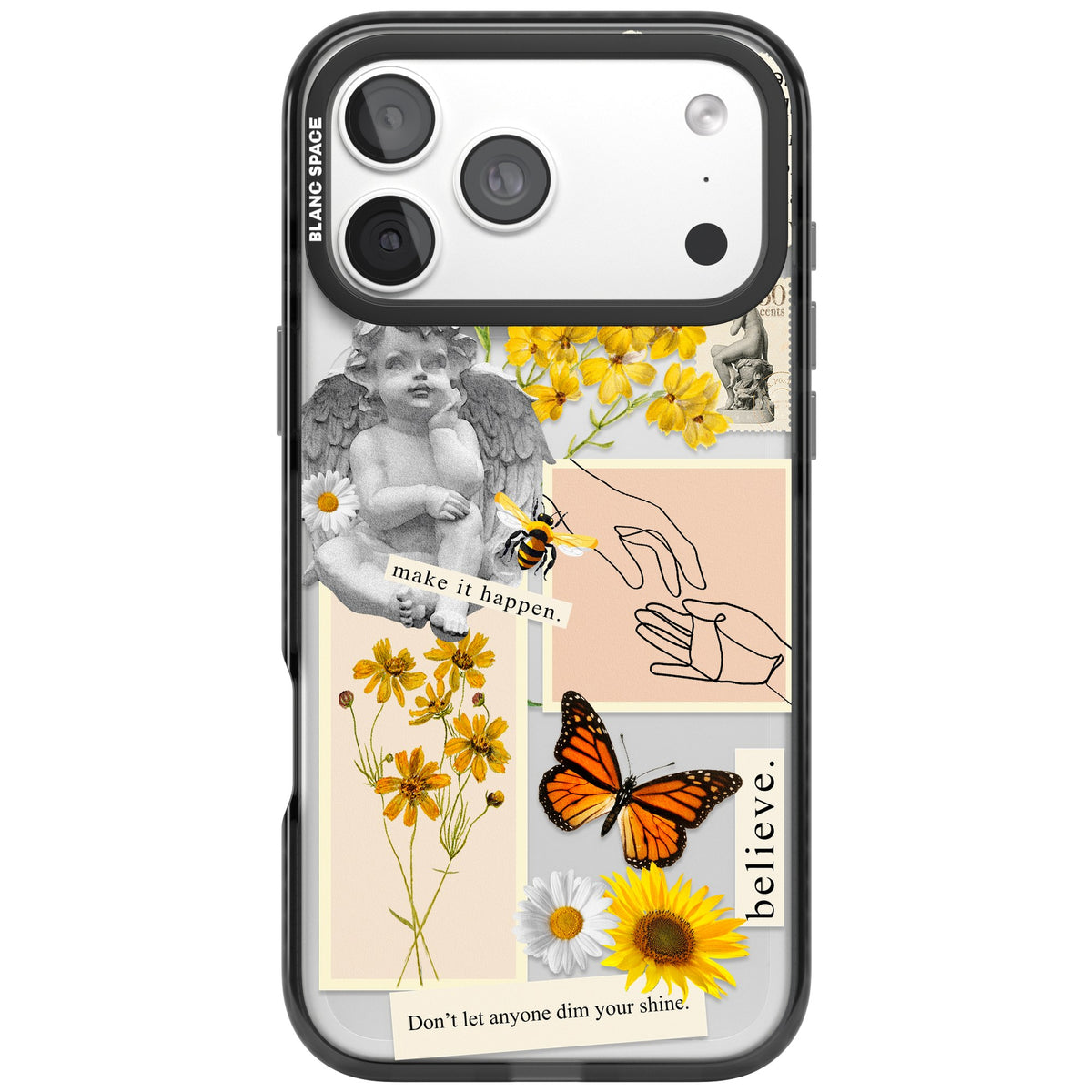 Yellow Wildflower Collage iPhone 18 Pro Max Impact Black Phone Case front