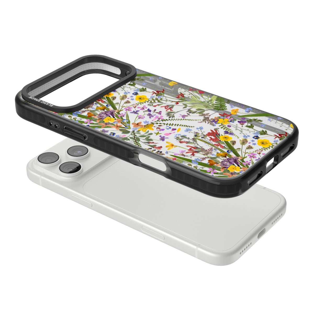 Wildflowers & Leaves iPhone 18 Pro Max Impact Black Phone Case angled