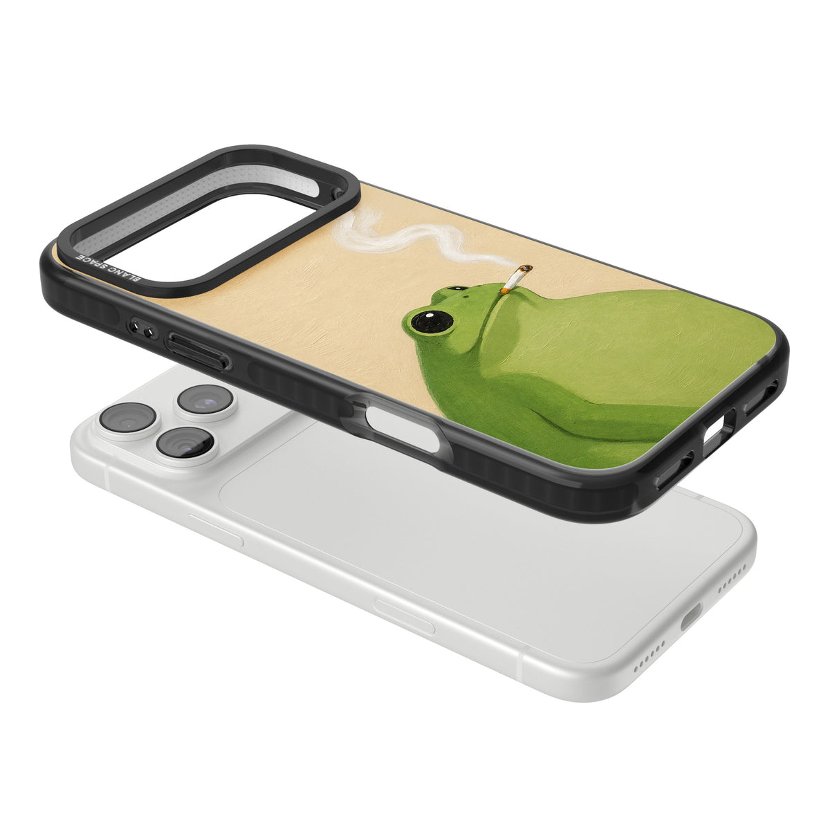 The Smoking Frog iPhone 18 Pro Max Impact Black Phone Case angled