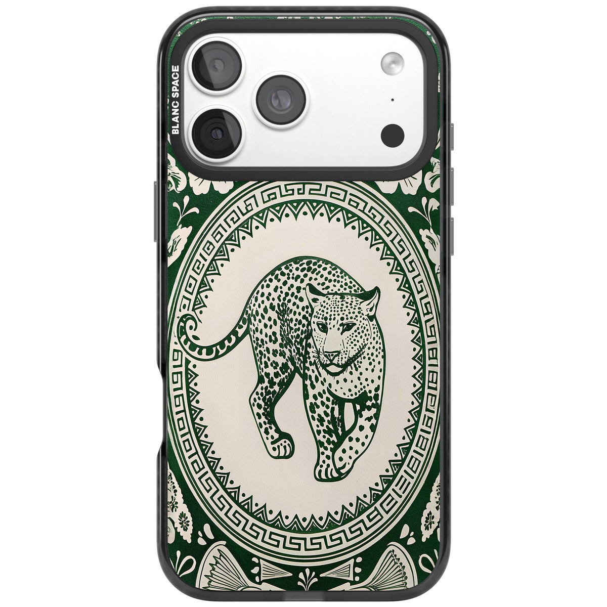 Green Leopard iPhone 18 Pro Max Impact Black Phone Case front