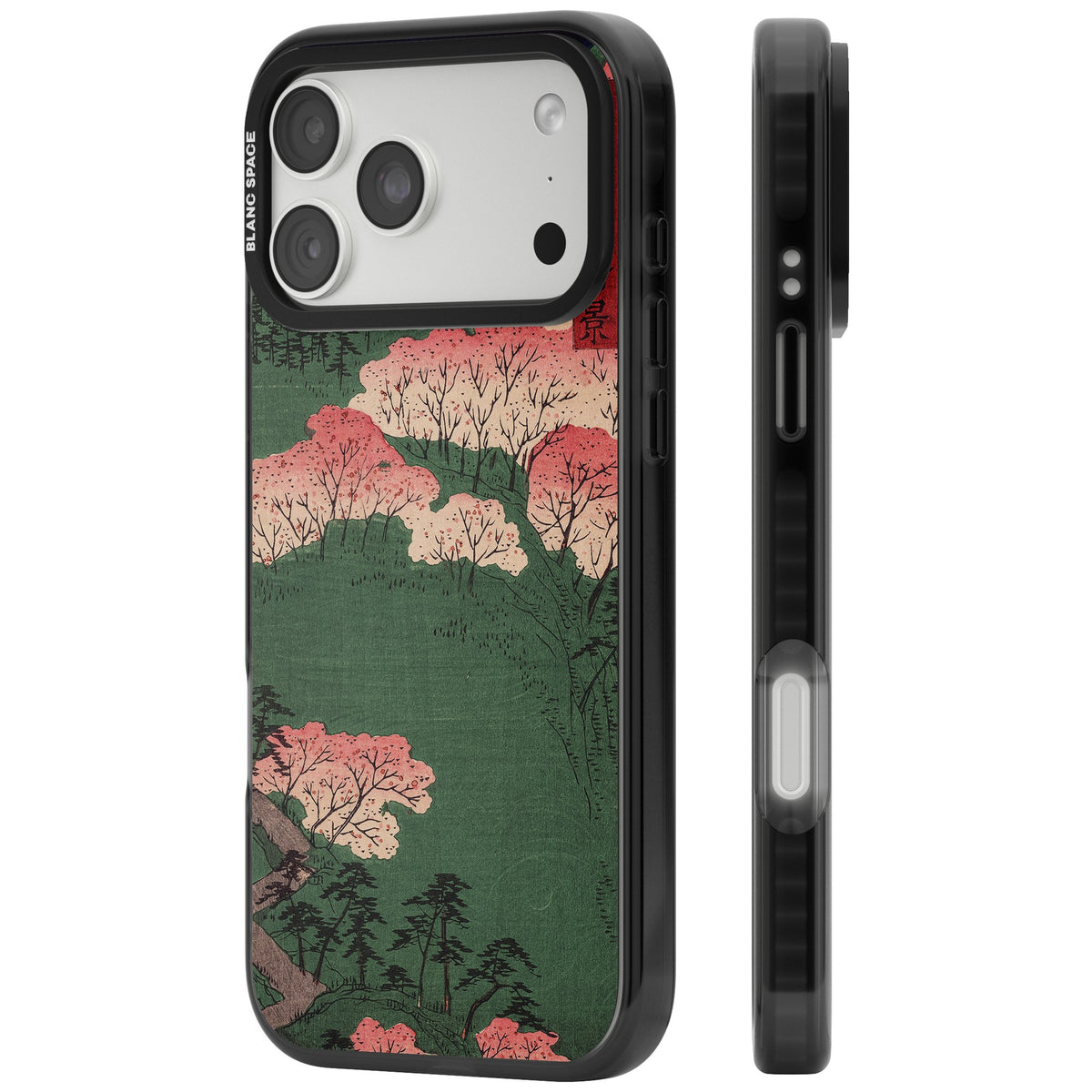 Japanese Cherry Blossom Forest iPhone 18 Pro Max Impact Black Phone Case side