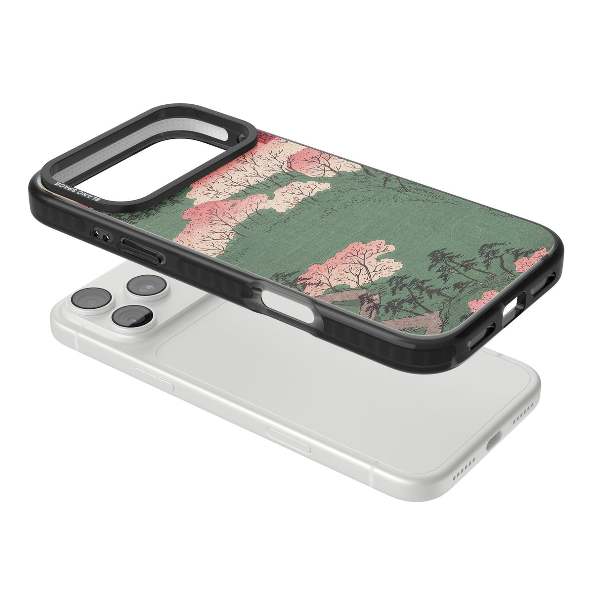 Japanese Cherry Blossom Forest iPhone 18 Pro Max Impact Black Phone Case angled