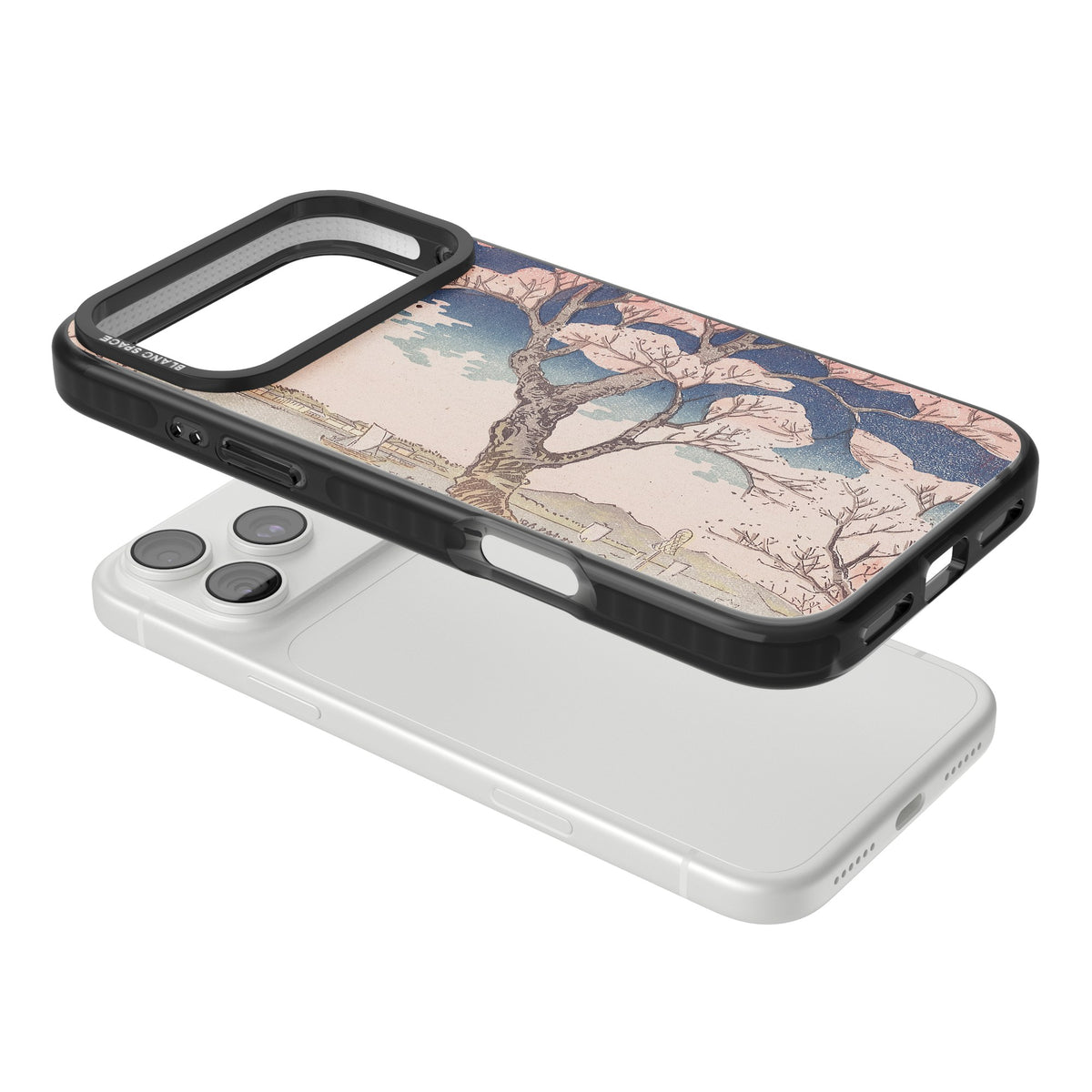 Vintage Japanese Cherry Tree iPhone 18 Pro Max Impact Black Phone Case angled