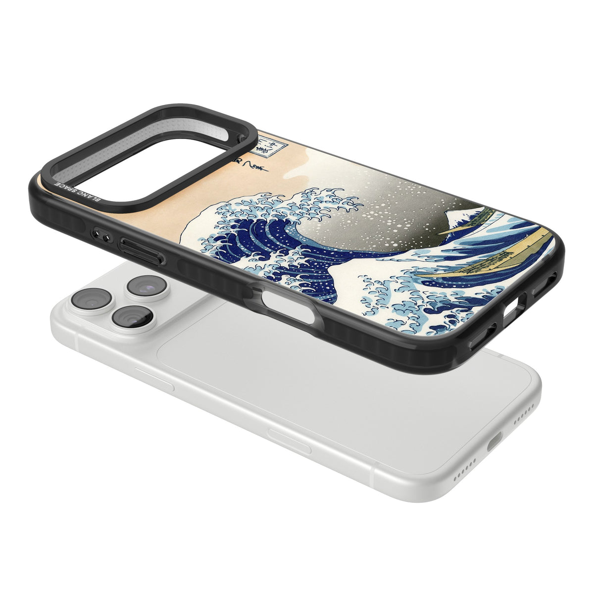 Great Wave iPhone 18 Pro Max Impact Black Phone Case angled
