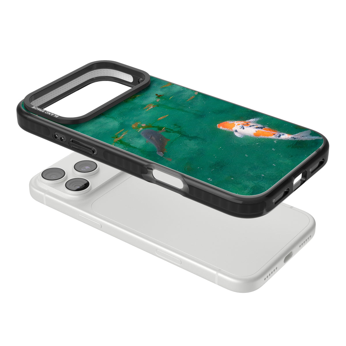 Koi Fish iPhone 18 Pro Max Impact Black Phone Case angled