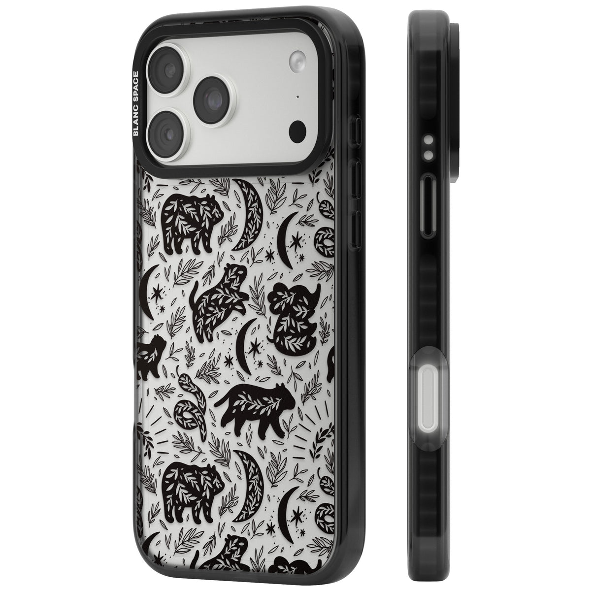 Midnight Forest Animals iPhone 18 Pro Max Impact Black Phone Case side