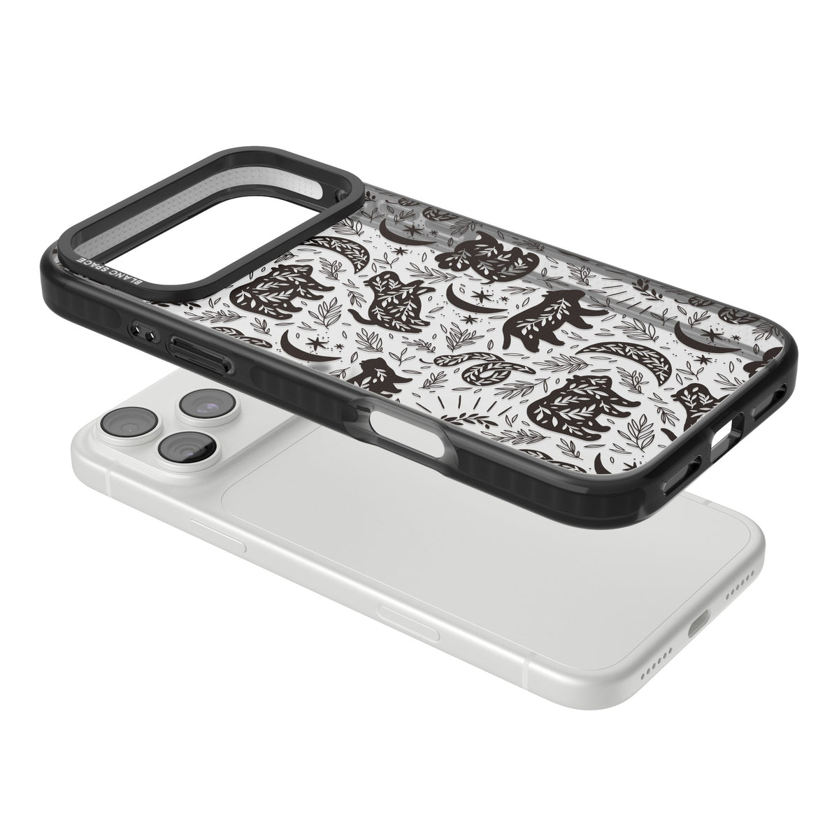 Midnight Forest Animals iPhone 18 Pro Max Impact Black Phone Case angled