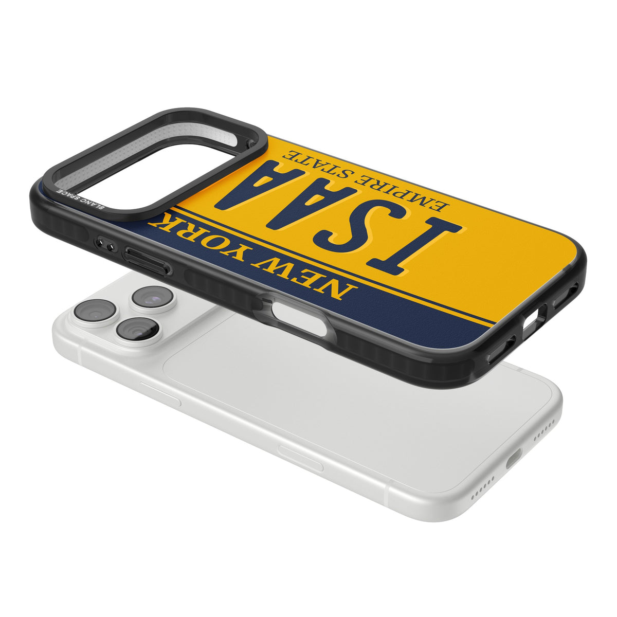 Personalised New York License Plate iPhone 18 Pro Max Impact Black Phone Case angled