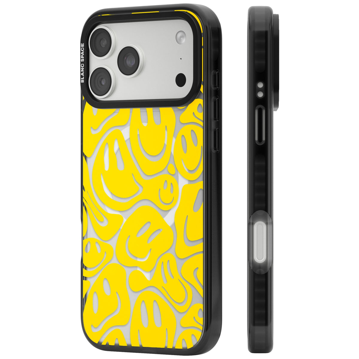 Yellow Acid Faces iPhone 18 Pro Max Impact Pro Black Phone Case side