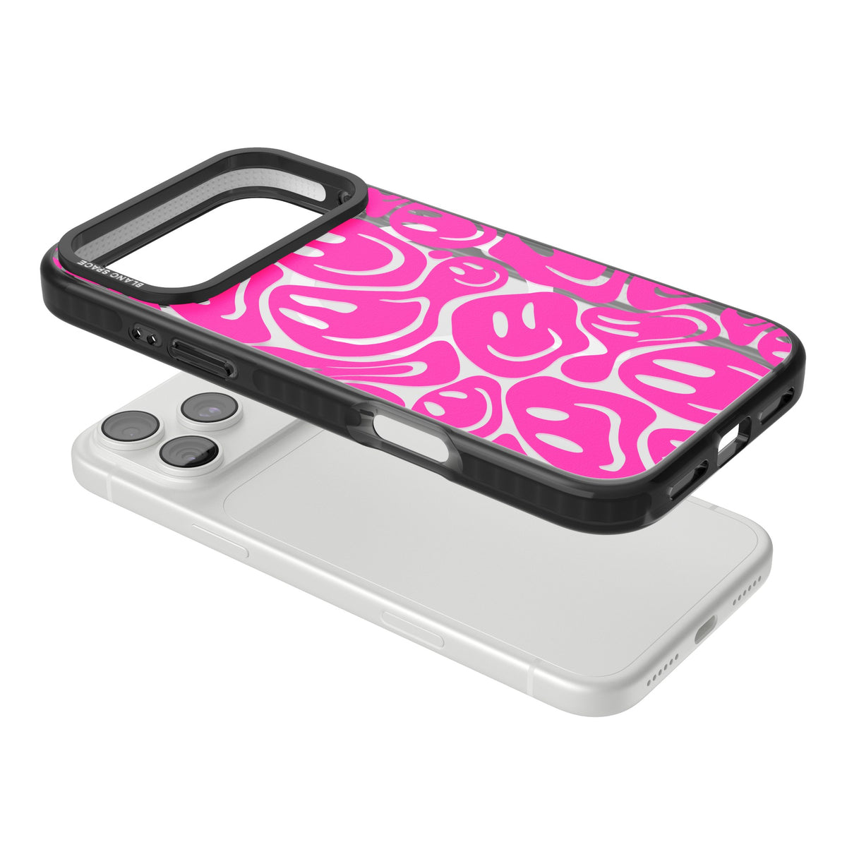 Pink Acid Faces iPhone 18 Pro Max Impact Pro Black Phone Case angled