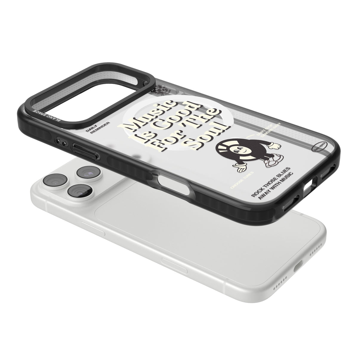 Music Is Good For The Soul iPhone 18 Pro Max Impact Pro Black Phone Case angled