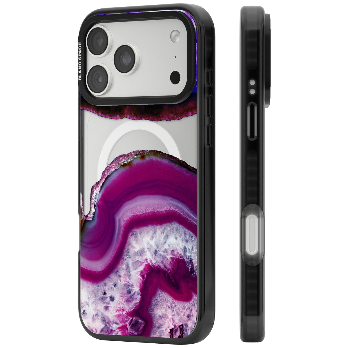 Amethyst Crystal Slice iPhone 18 Pro Max Impact Pro Black Phone Case side