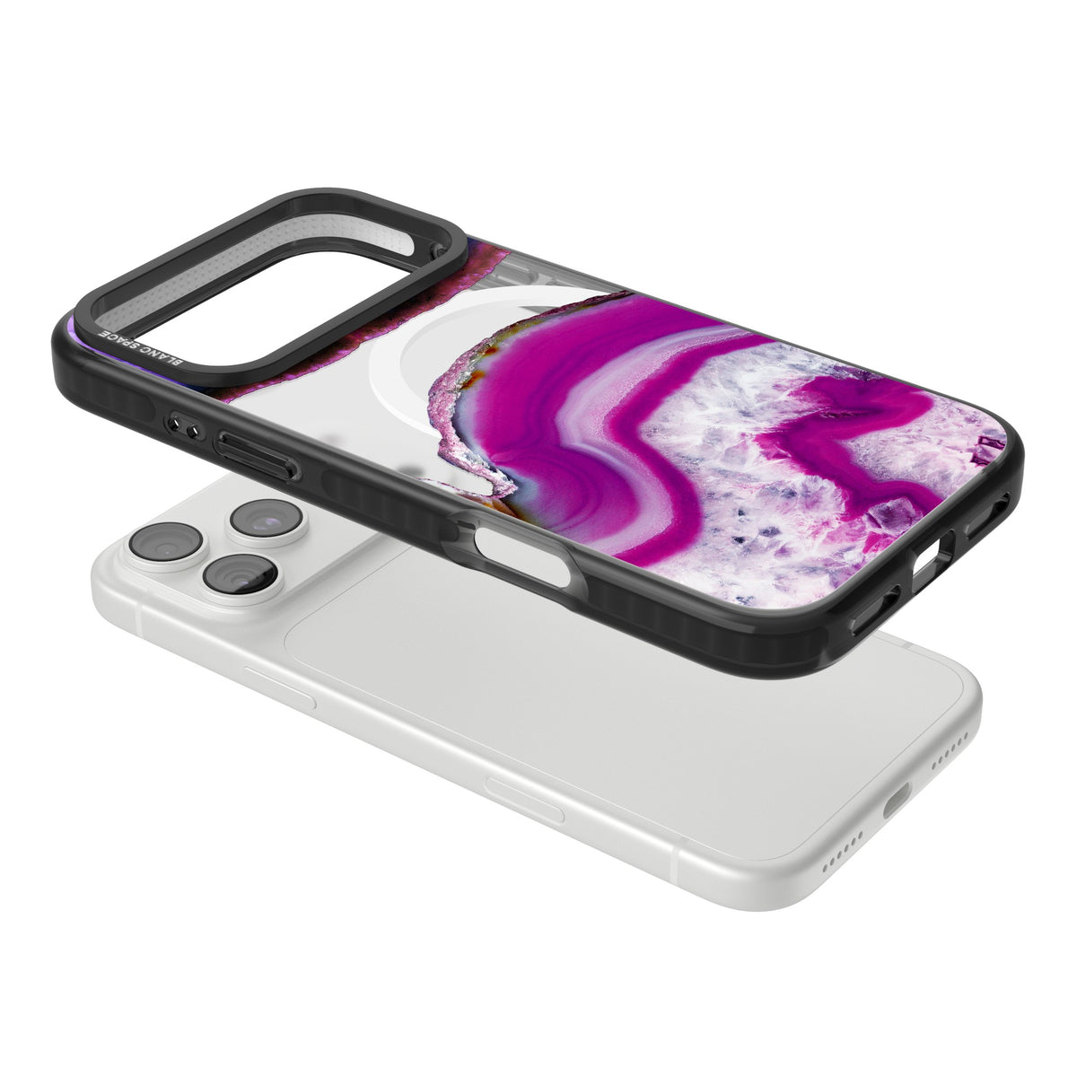 Amethyst Crystal Slice iPhone 18 Pro Max Impact Pro Black Phone Case angled