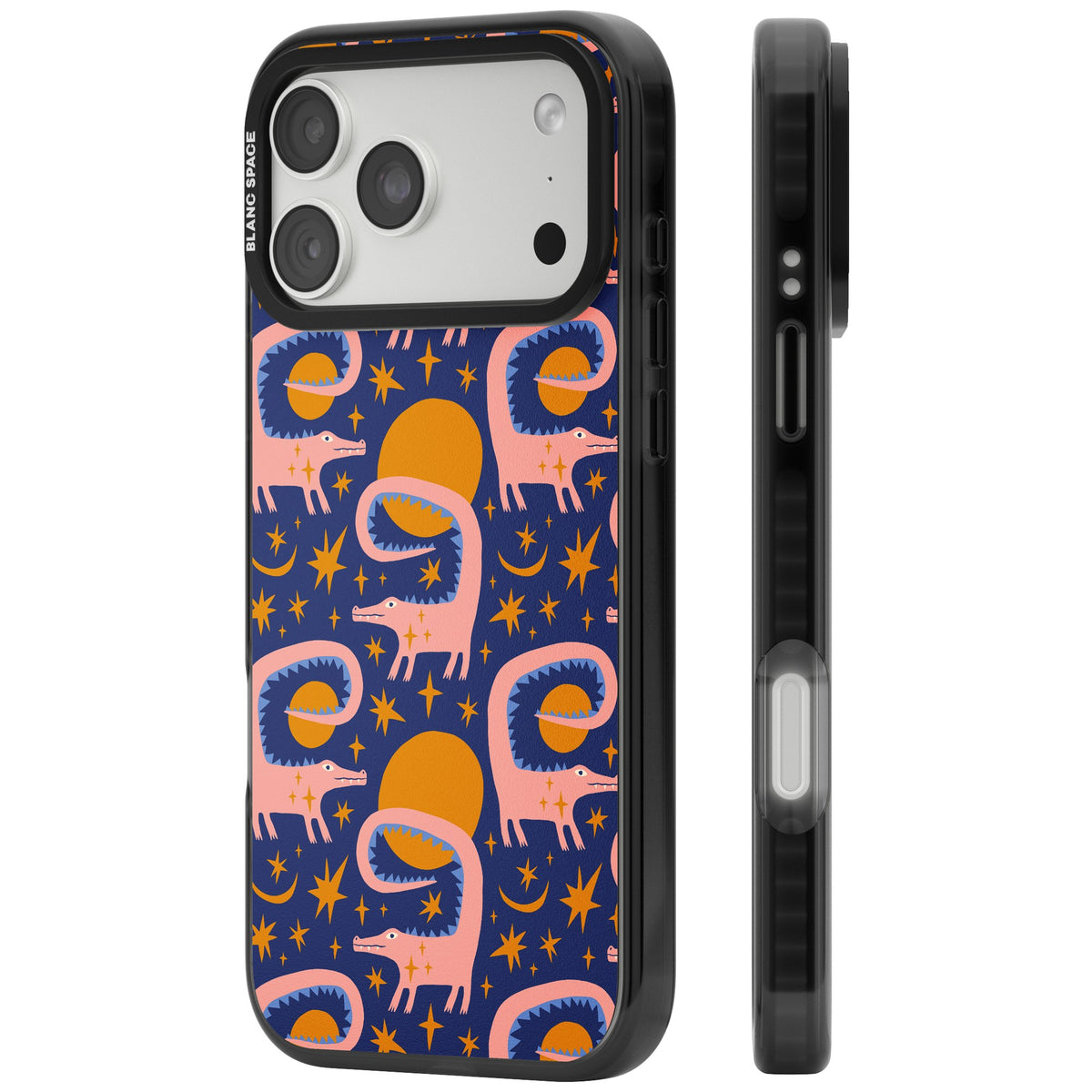 Sun Croc Pattern iPhone 18 Pro Max Impact Pro Black Phone Case side