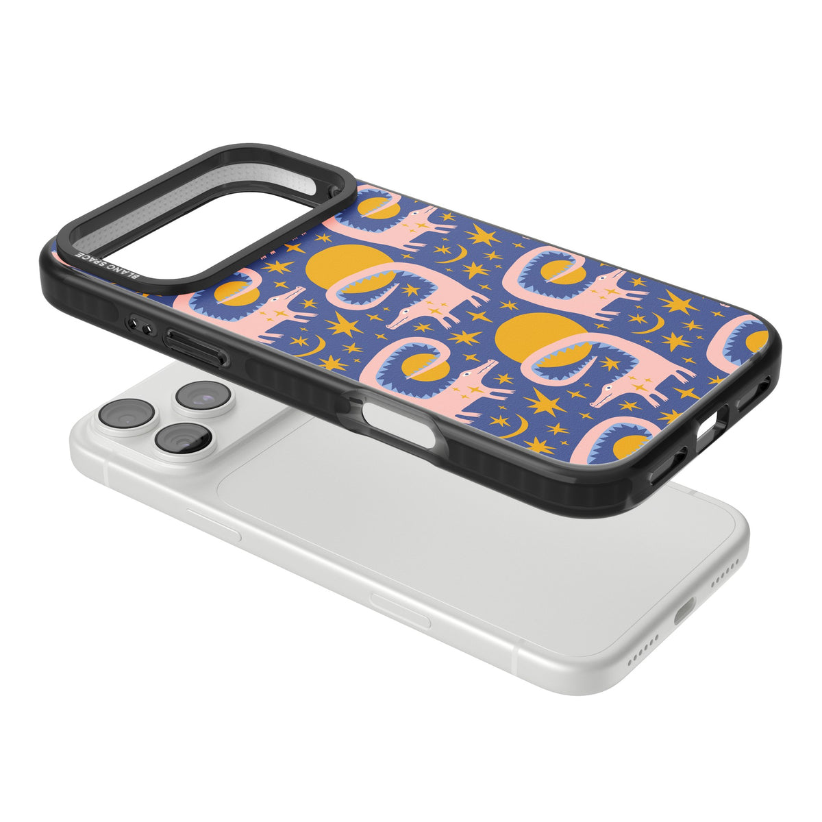 Sun Croc Pattern iPhone 18 Pro Max Impact Pro Black Phone Case angled