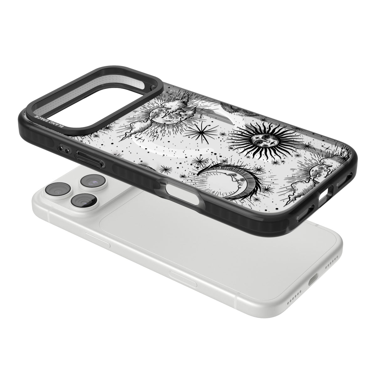 Suns, Moons & Clouds iPhone 18 Pro Max Impact Pro Black Phone Case angled