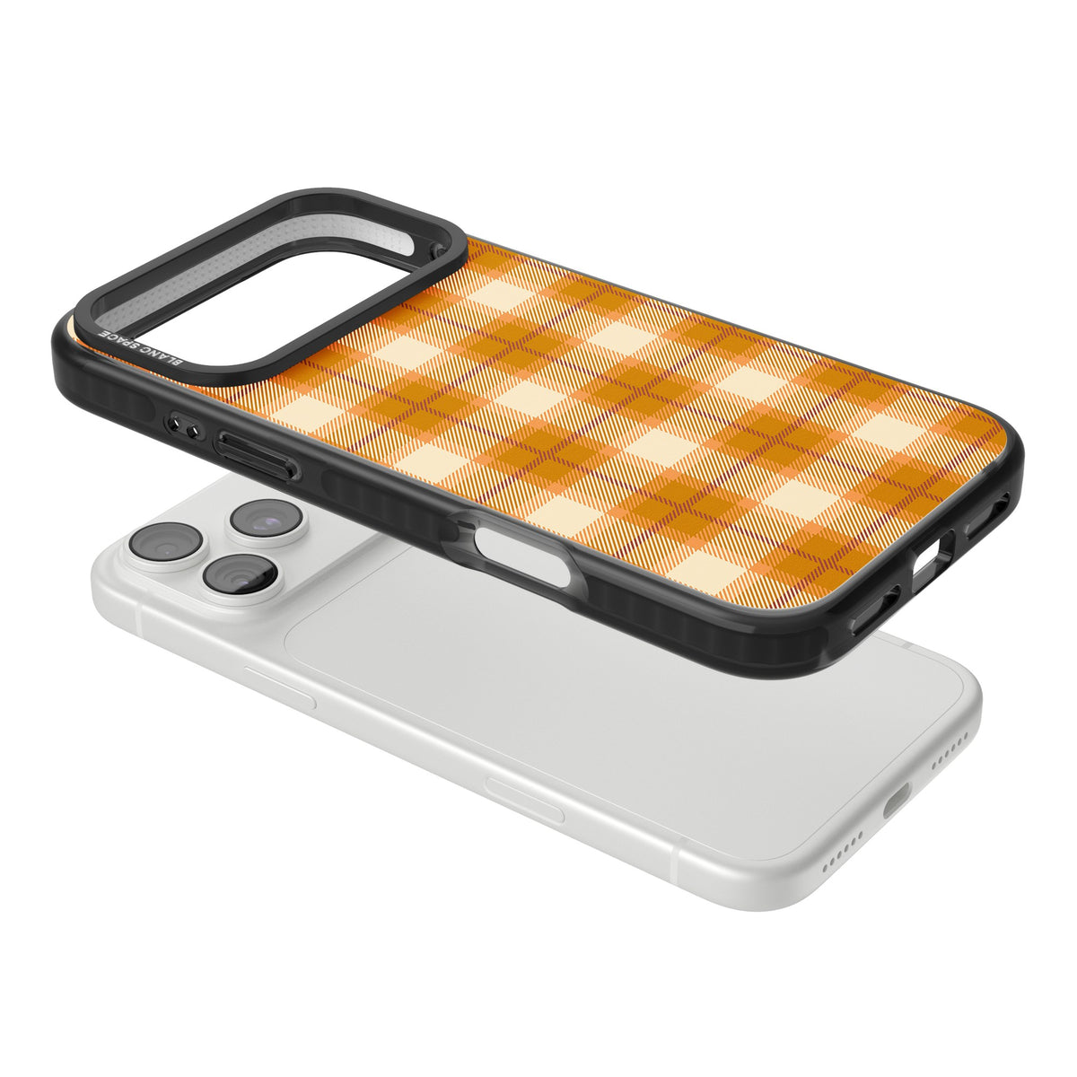 Pumpkin Plaid iPhone 18 Pro Max Impact Pro Black Phone Case angled