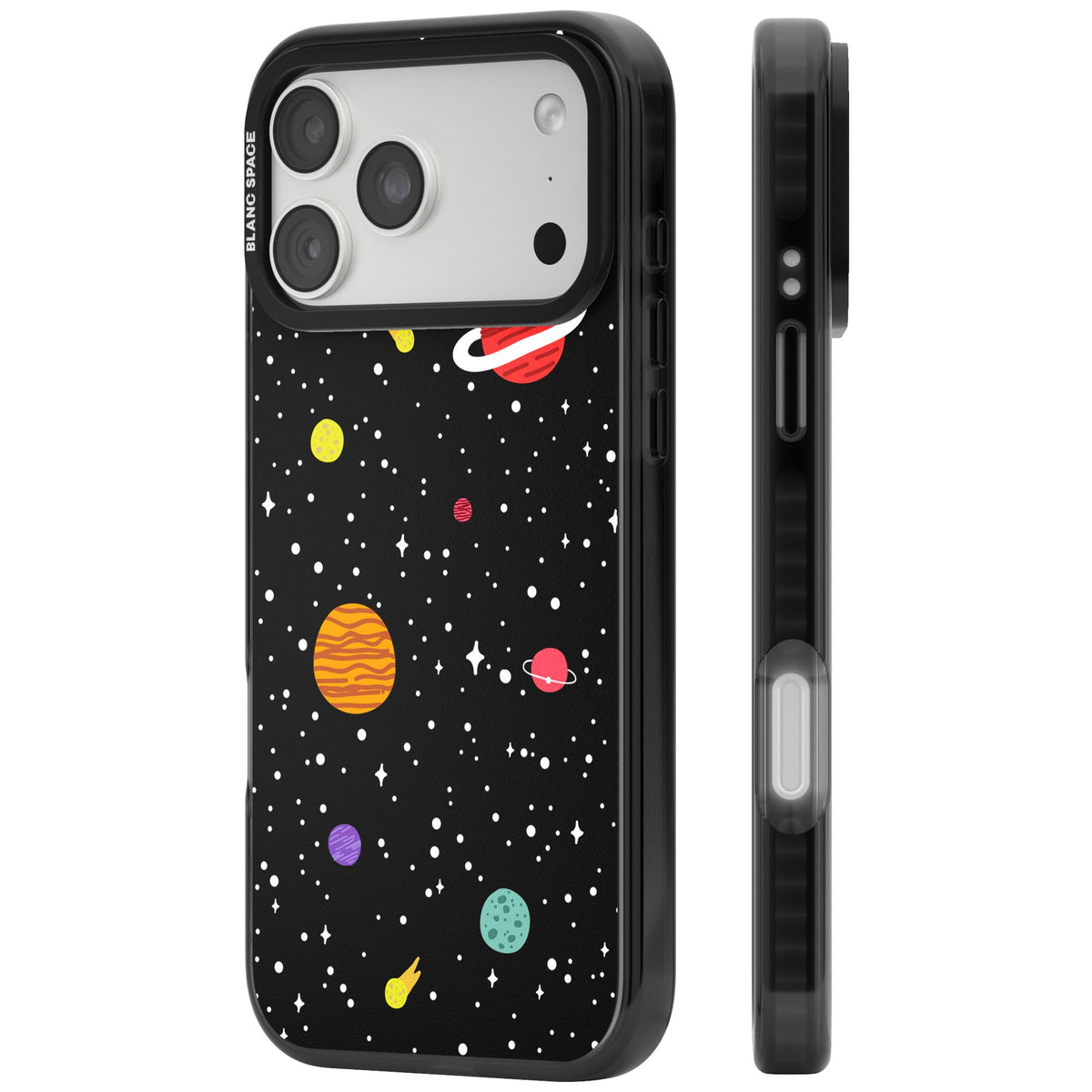 Cute Cartoon Planets iPhone 18 Pro Max Impact Pro Black Phone Case side