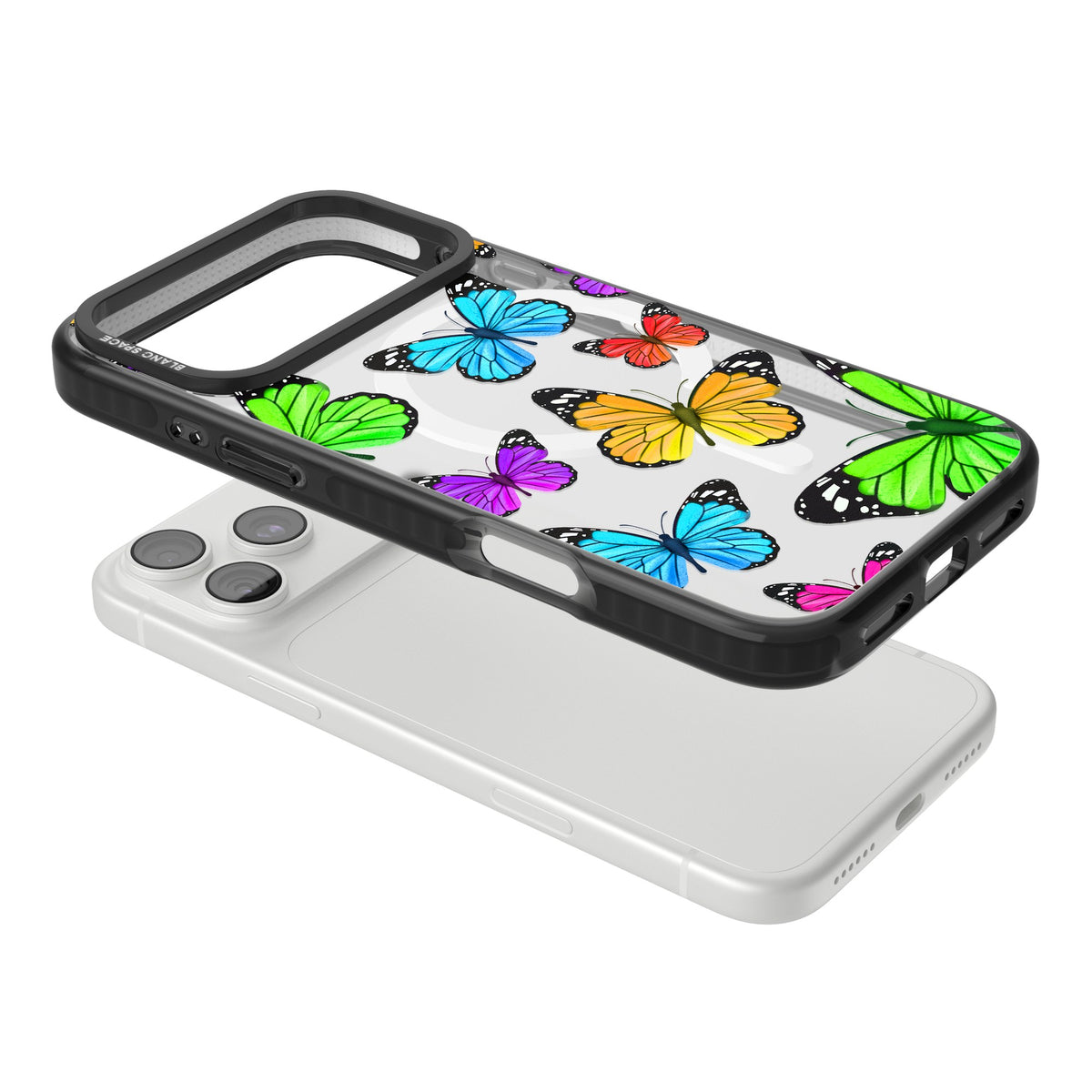 Vibrant Butterflies iPhone 18 Pro Max Impact Pro Black Phone Case angled
