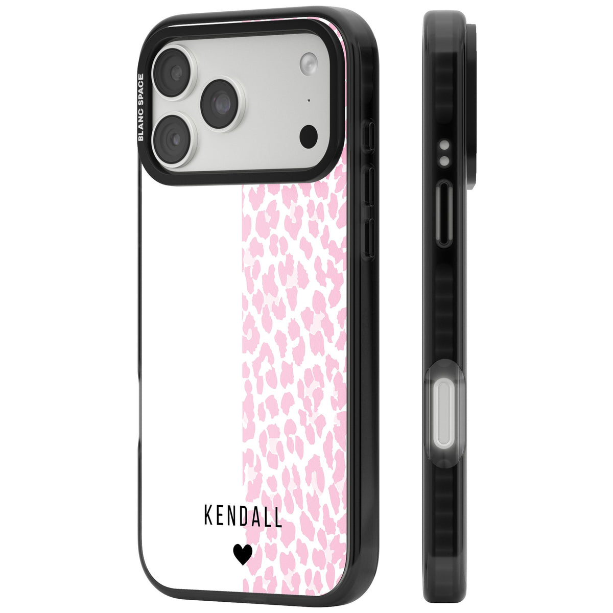 Personalised Pink Leopard iPhone 18 Pro Max Impact Pro Black Phone Case side