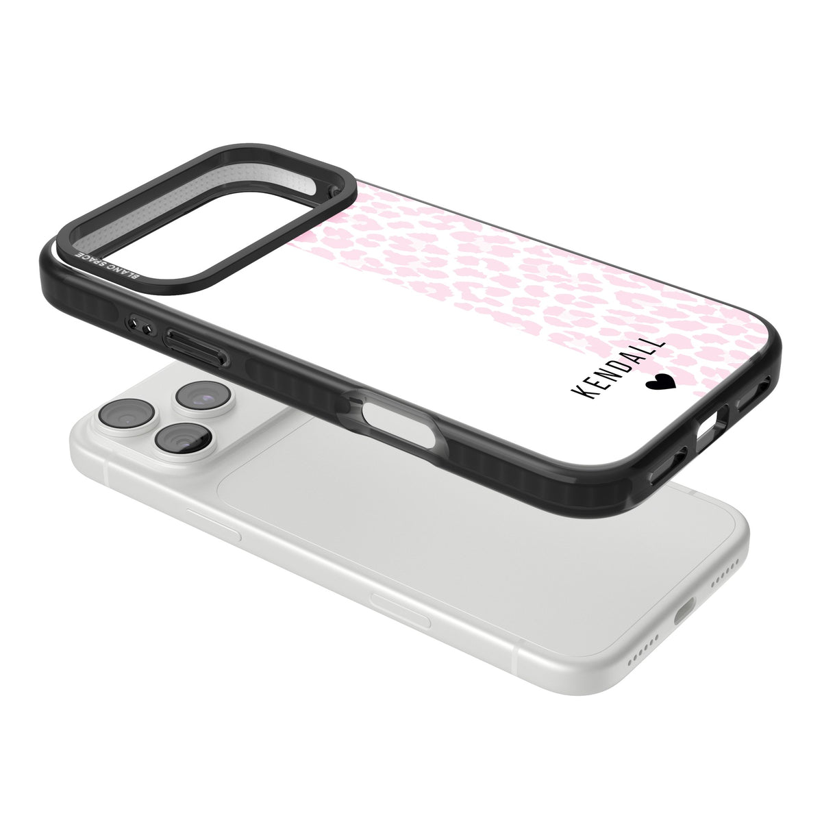 Personalised Pink Leopard iPhone 18 Pro Max Impact Pro Black Phone Case angled