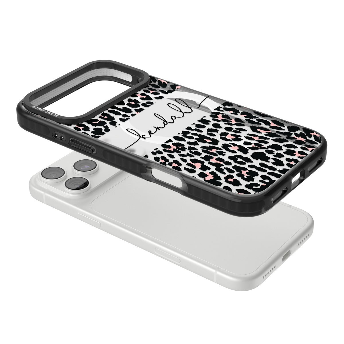 Personalised Tatty Leopard iPhone 18 Pro Max Impact Pro Black Phone Case angled