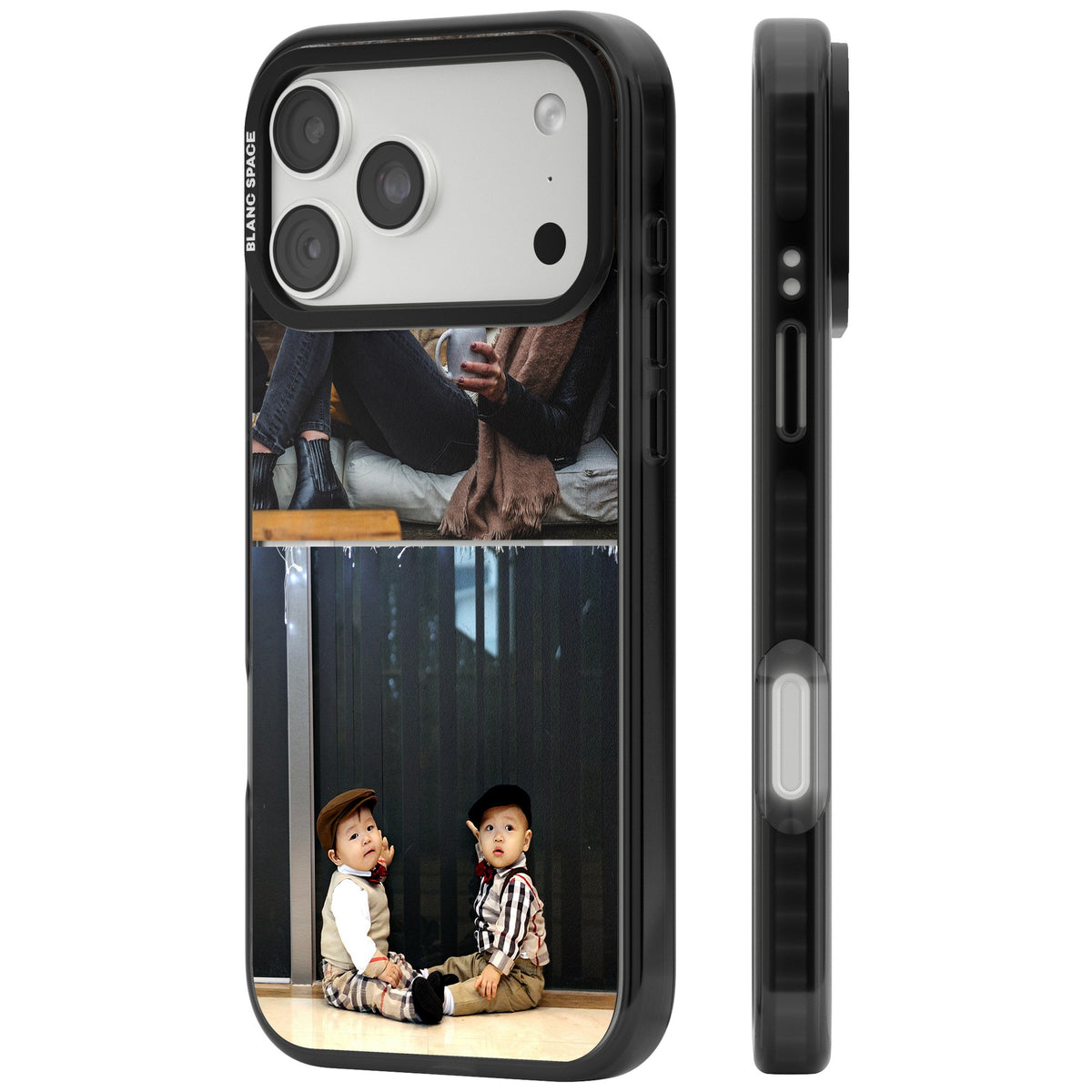 Personalised 2 Photo Grid iPhone 18 Pro Max Impact Pro Black Phone Case side