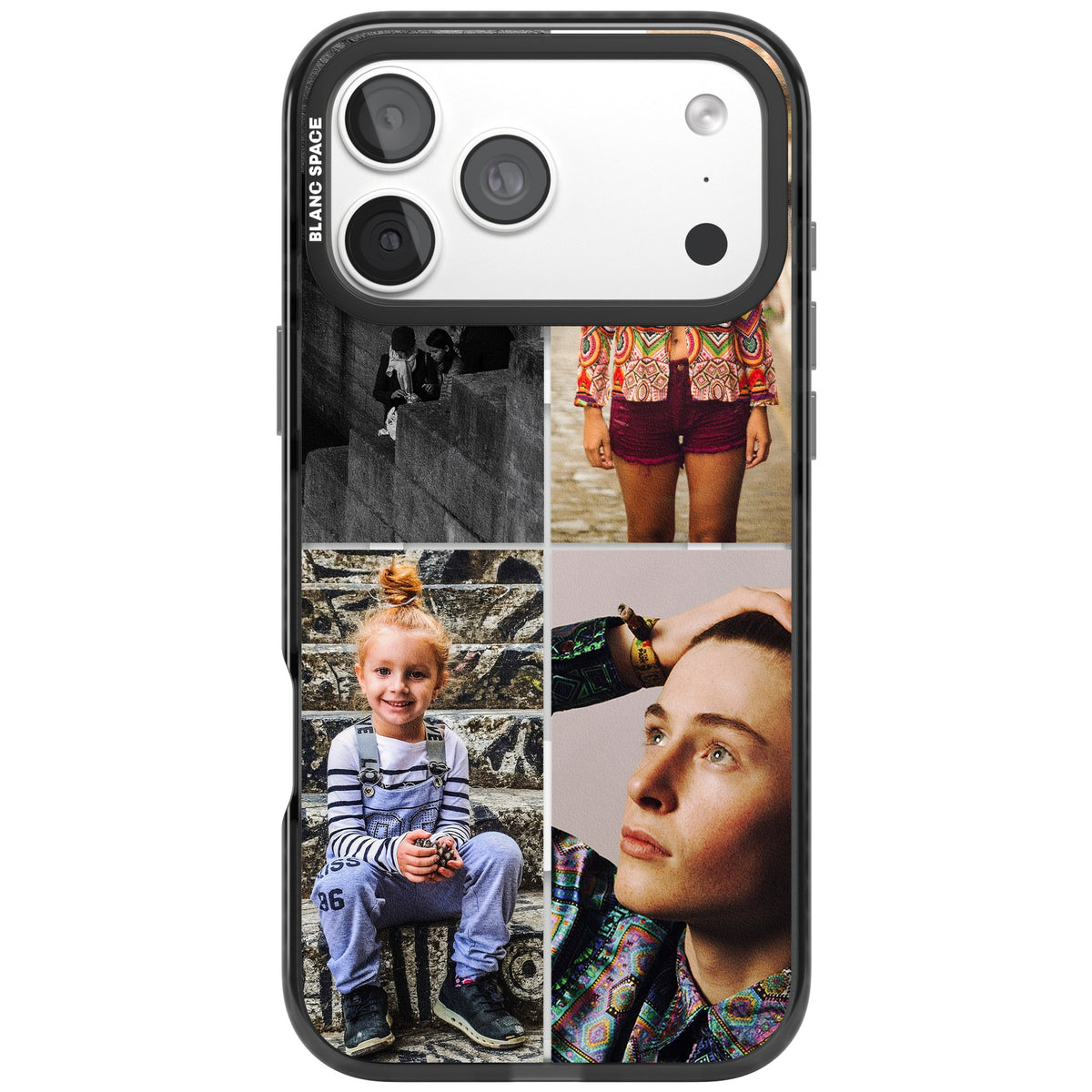 Personalised 4 Photo Grid iPhone 18 Pro Max Impact Pro Black Phone Case front