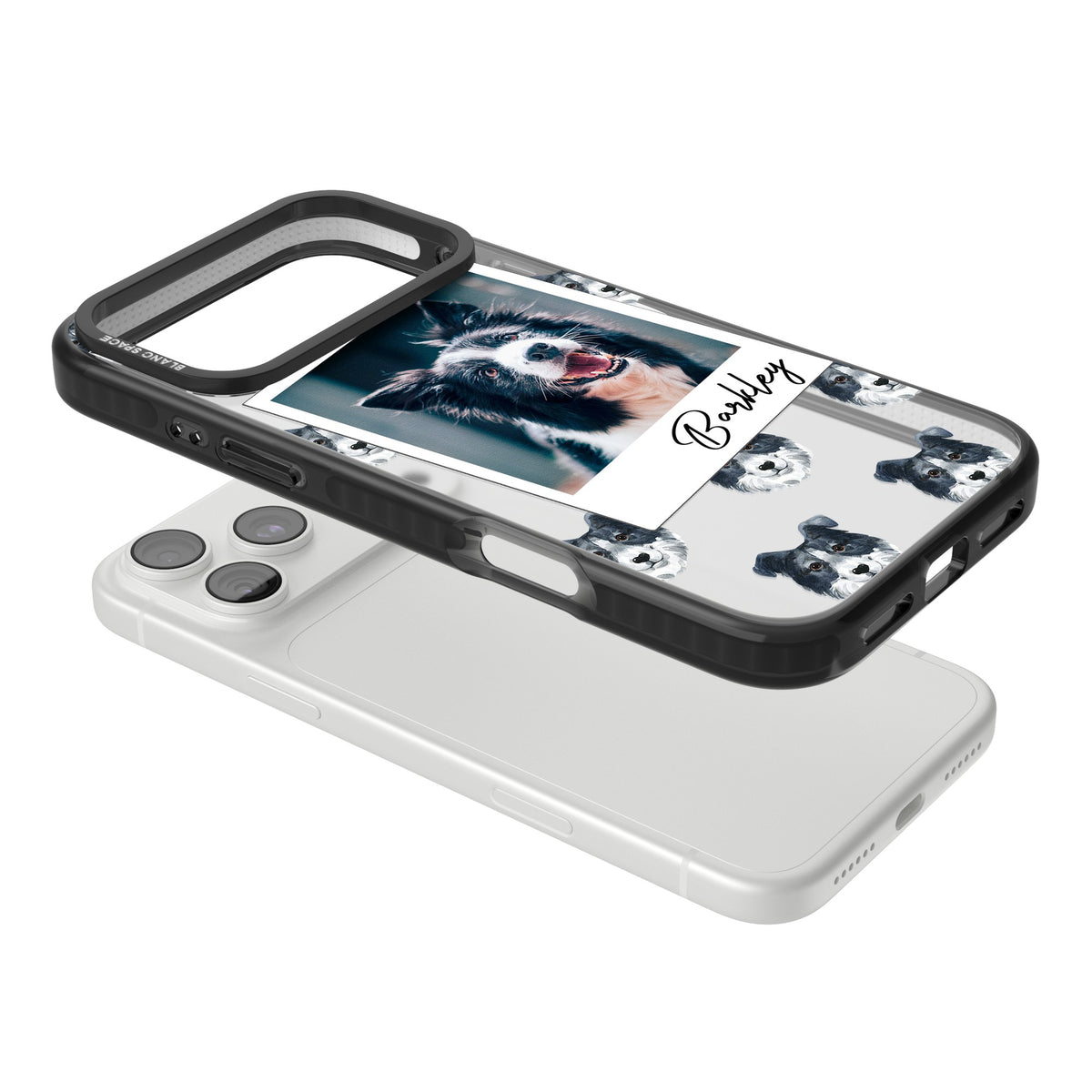 Personalised Border Collie Instant Camera Photo iPhone 18 Pro Max Impact Pro Black Phone Case angled