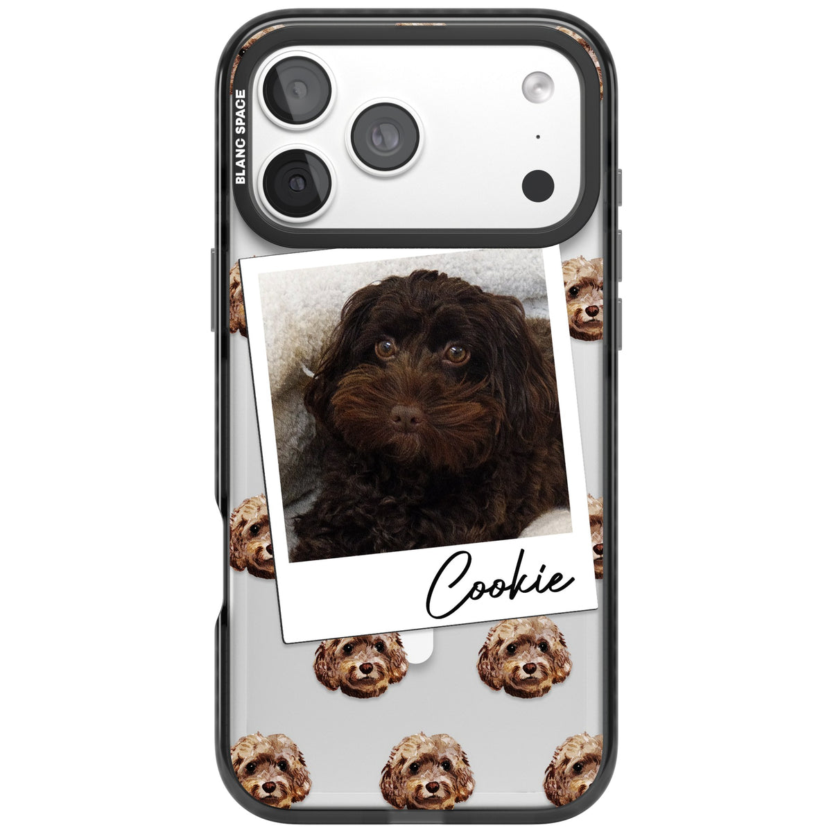 Personalised Brown Cockapoo Instant Camera Photo iPhone 18 Pro Max Impact Pro Black Phone Case front