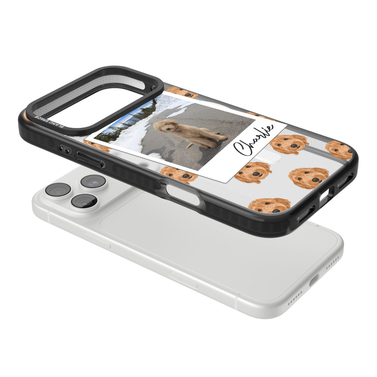 Personalised Golden Doodle Dog Photo iPhone 18 Pro Max Impact Pro Black Phone Case angled