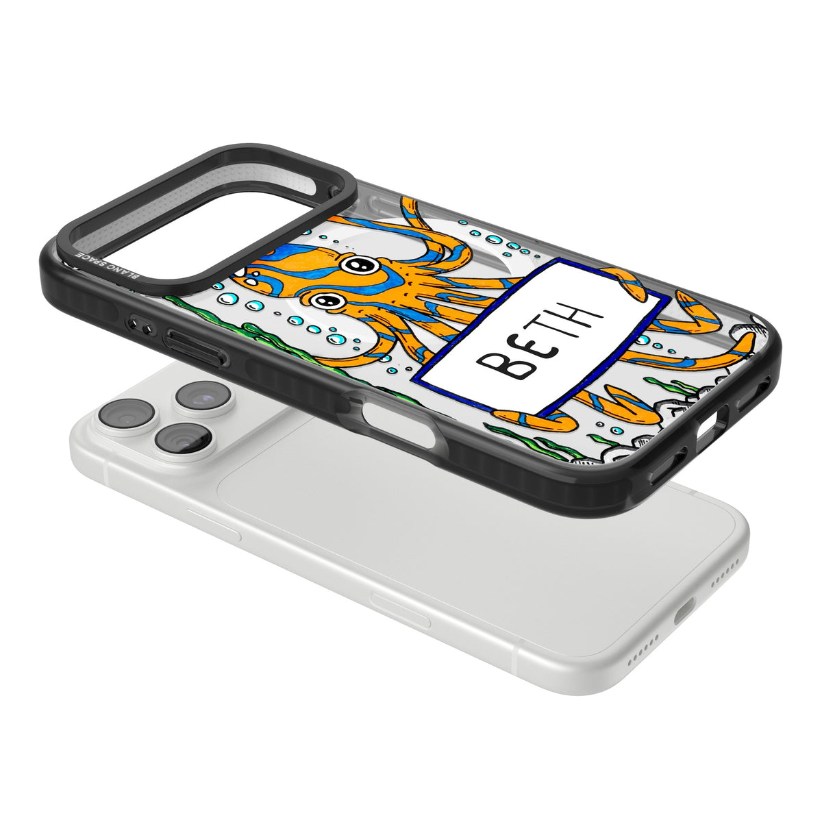 Personalised Octo iPhone 18 Pro Max Impact Pro Black Phone Case angled