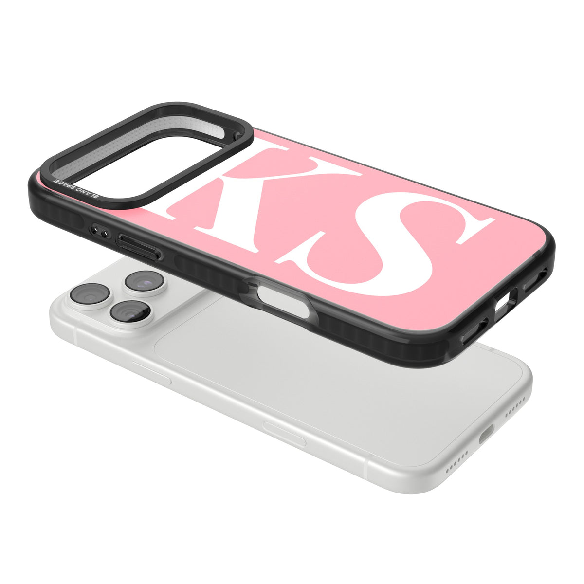 Personalised White & Pink Letters iPhone 18 Pro Max Impact Pro Black Phone Case angled