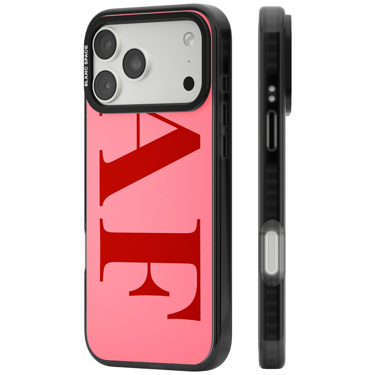 Personalised Red & Pink Letters iPhone 18 Pro Max Impact Pro Black Phone Case side