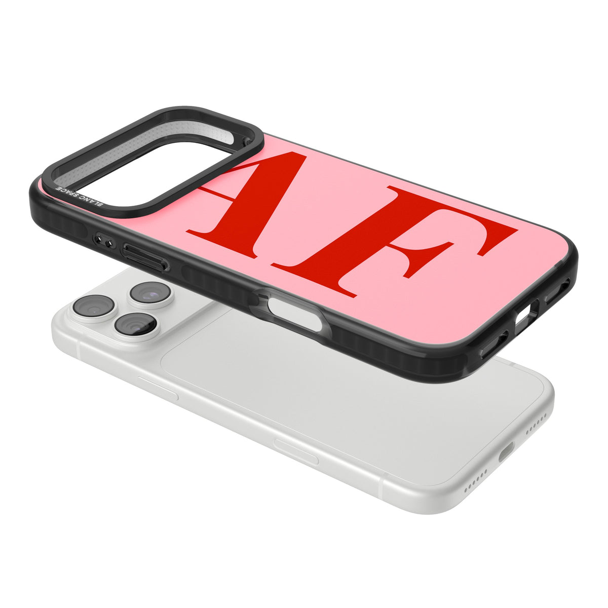 Personalised Red & Pink Letters iPhone 18 Pro Max Impact Pro Black Phone Case angled
