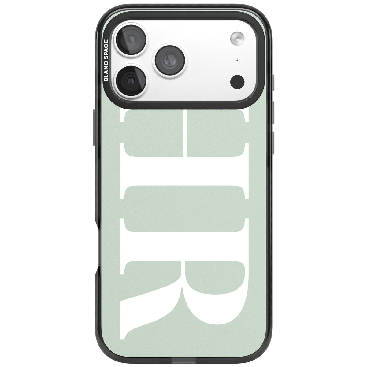Personalised White & Seafoam Letters iPhone 18 Pro Max Impact Pro Black Phone Case front