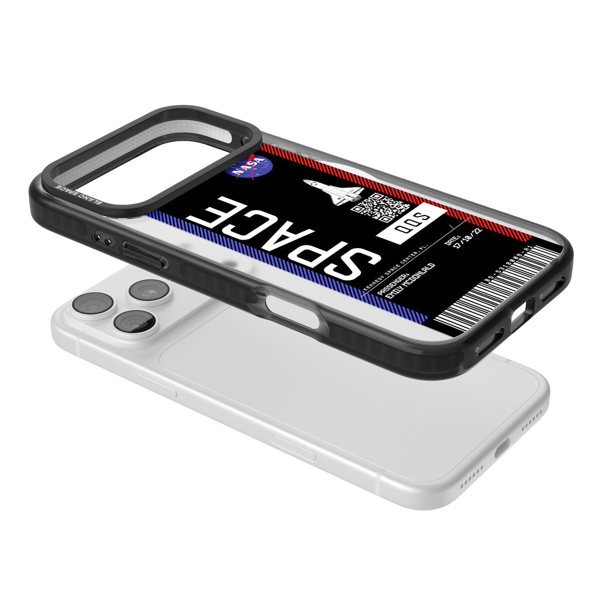 Personalised Nasa Boarding Pass (Dark) iPhone 18 Pro Max Impact Pro Black Phone Case angled