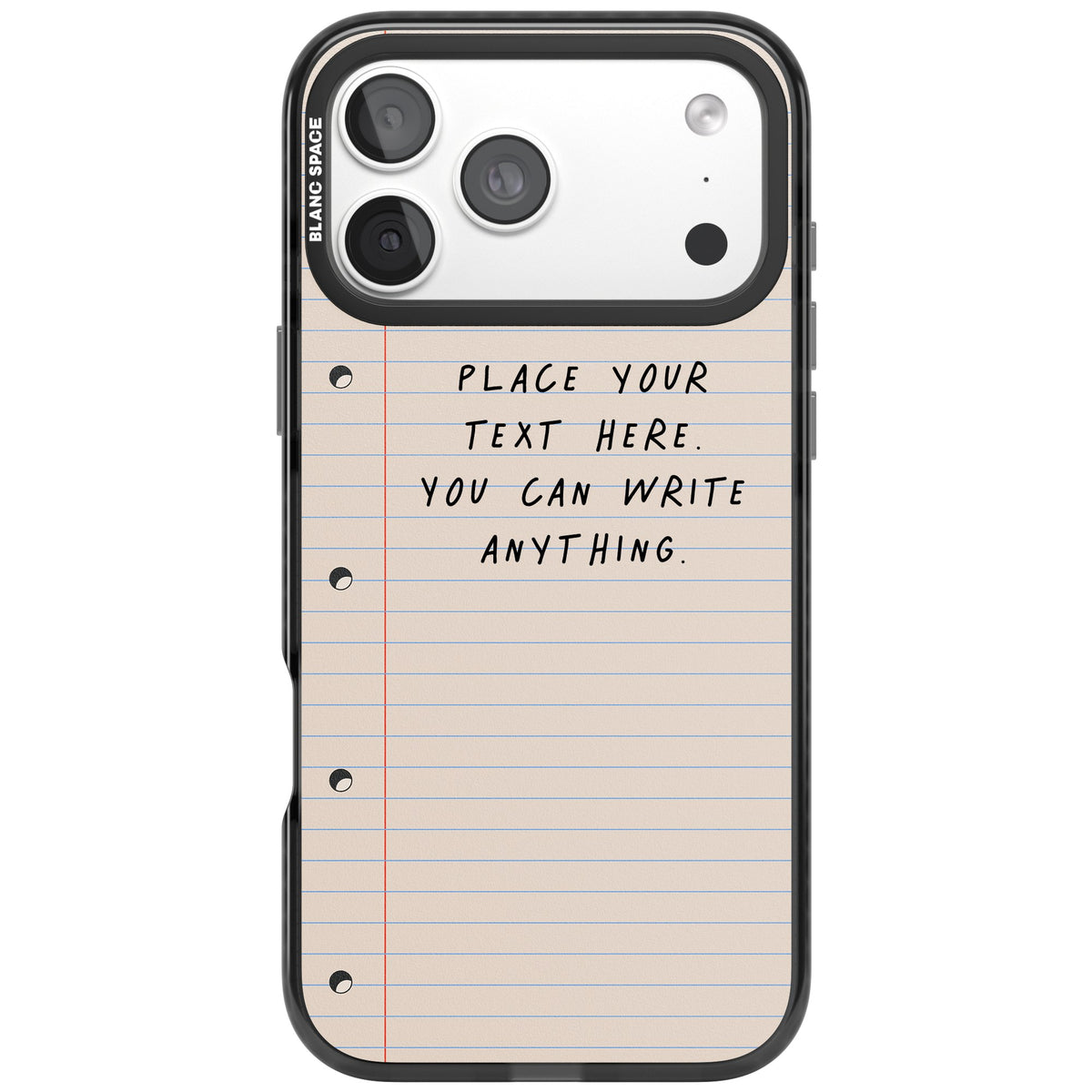 Personalised Lined Paper iPhone 18 Pro Max Impact Pro Black Phone Case front