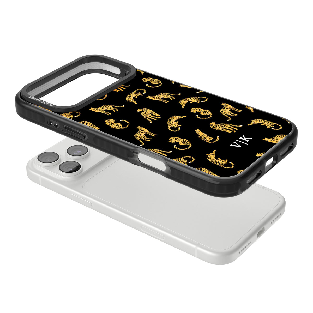 Personalised Safari Cheetahs iPhone 18 Pro Max Impact Pro Black Phone Case angled