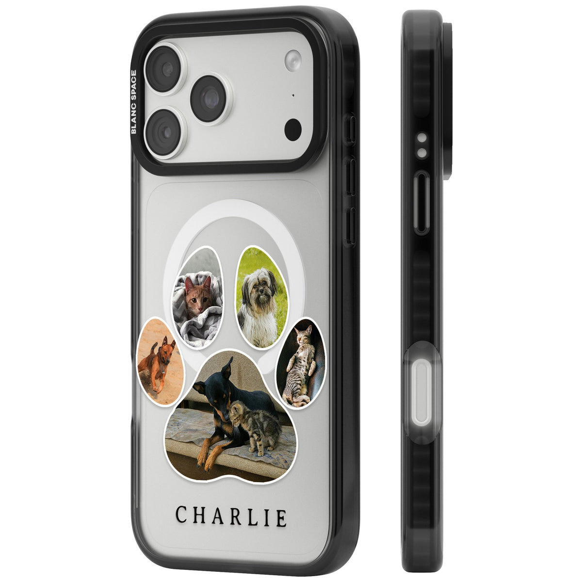 Personalised Paw Print Photos iPhone 18 Pro Max Impact Pro Black Phone Case side