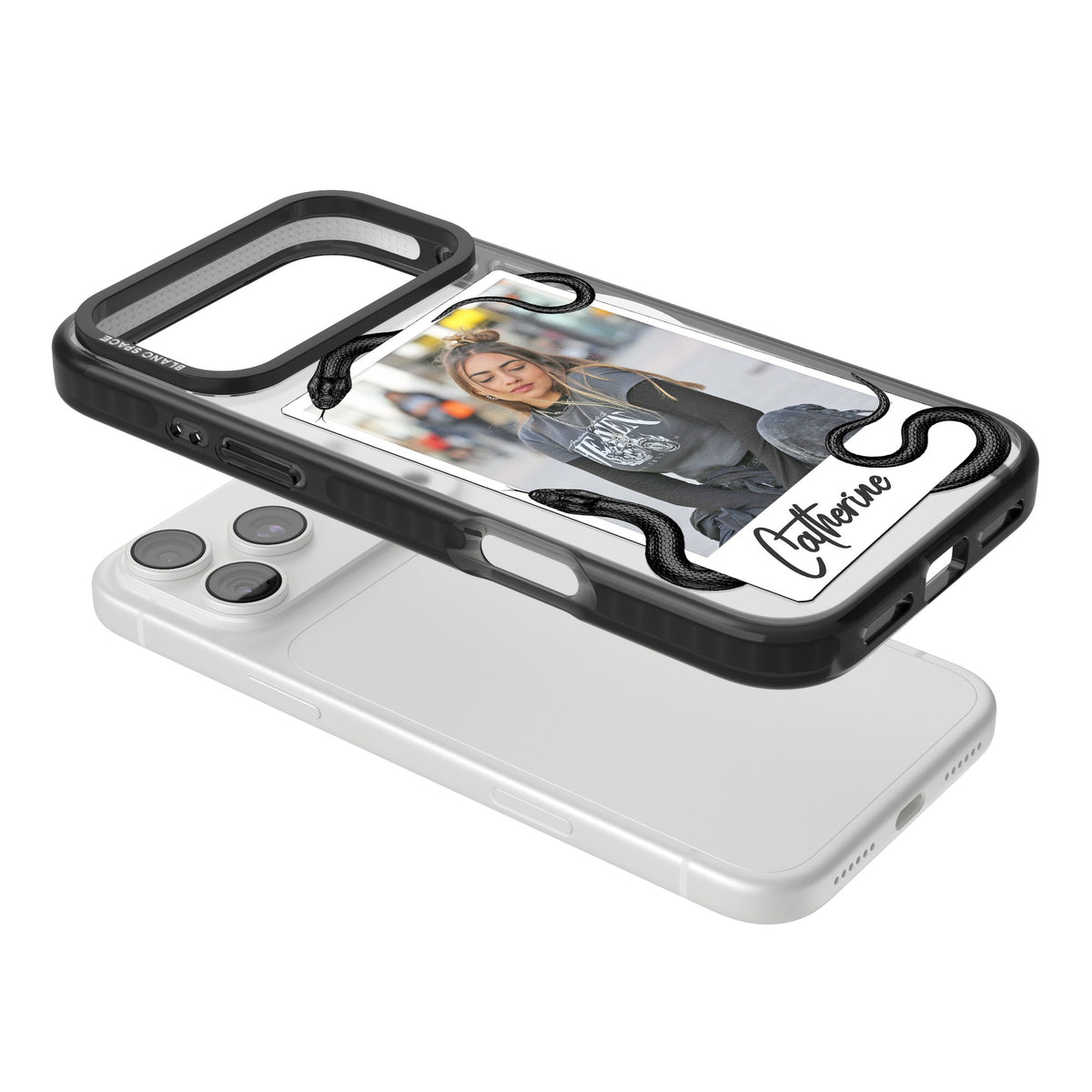 Personalised Snake Instant Photo iPhone 18 Pro Max Impact Pro Black Phone Case angled