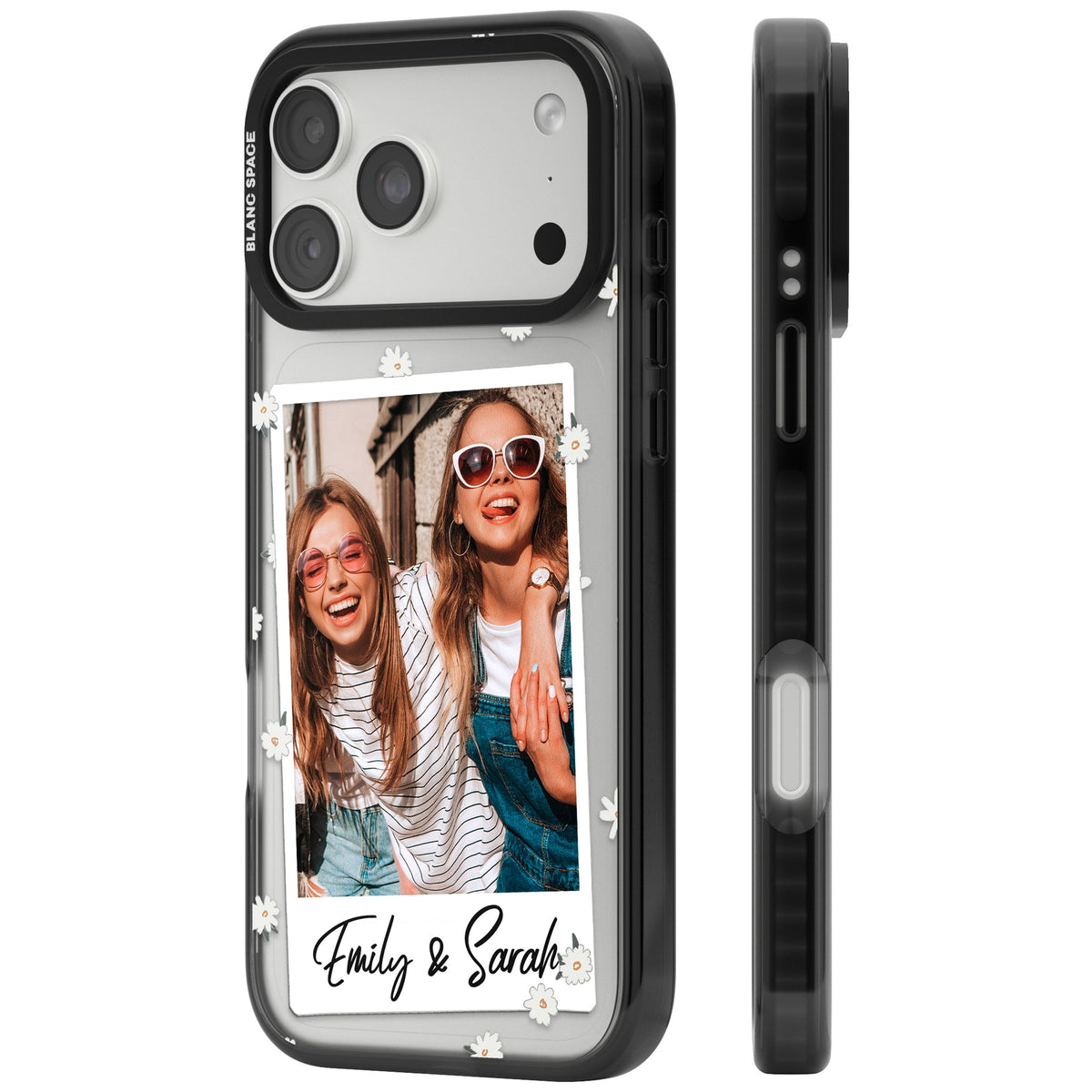 Personalised Daisy Polaroid iPhone 18 Pro Max Impact Pro Black Phone Case side